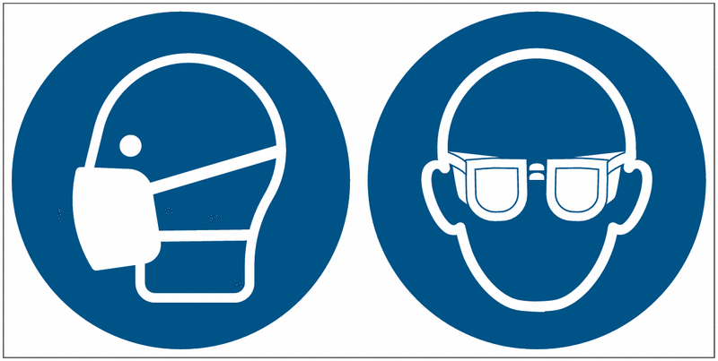 Maske/Augenschutz benutzen - Mehrsymbolschilder, EN ISO 7010