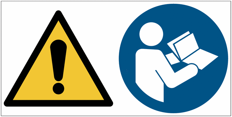 Allgemeines Warnzeichen/Anleitung beachten - Mehrsymbolschilder, EN ISO 7010