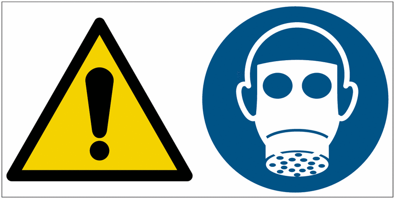 Allgemeines Warnzeichen/Atemschutz benutzen - Mehrsymbolschilder, EN ISO 7010