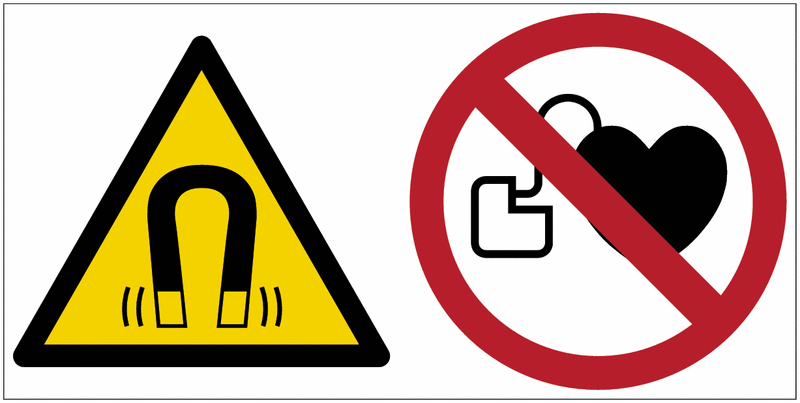 Warnung vor magn. Feld/Herzschrittmacher - Mehrsymbolschilder, EN ISO 7010