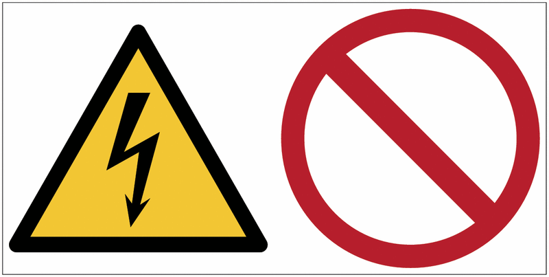 Elektr. Spannung/Allg. Verbotszeichen - Mehrsymbolschilder, EN ISO 7010