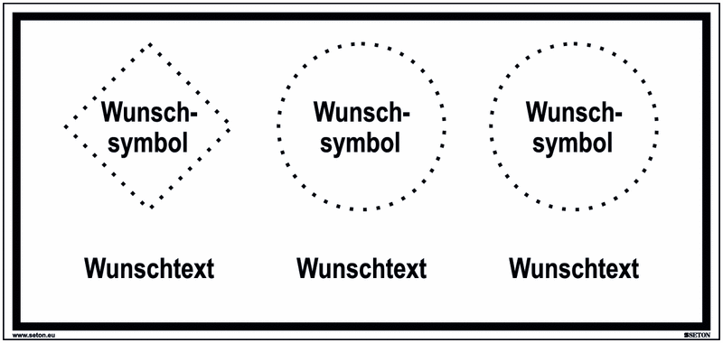 Mehrsymbolschilder mit 3 Symbolen und Text nach Wunsch, GHS/CLP, EN ISO 7010