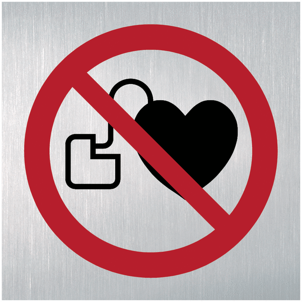 Kein Zutritt für Personen mit Herzschrittmachern oder implantierten Defibrillatoren - Maschinenkennzeichnung, EN ISO 7010