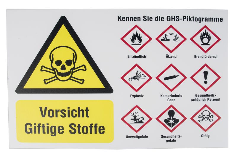 Warnung vor giftigen Stoffen – Sicherheitshinweise GHS-Piktogramme
