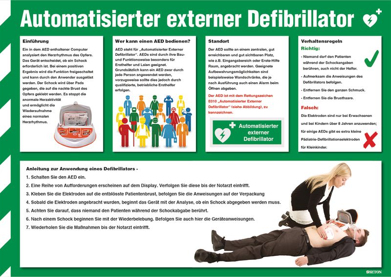 Information und Anwendung Defibrillator - Sicherheitshinweise