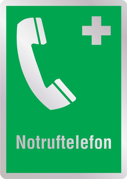 Notruftelefon - Erste-Hilfe-Schilder in Metall-Optik, EN ISO 7010