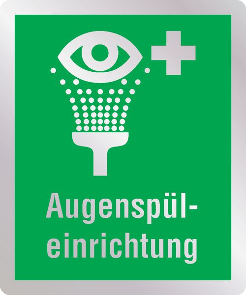 Augenspüleinrichtung - Erste-Hilfe-Schilder in Metall-Optik, EN ISO 7010