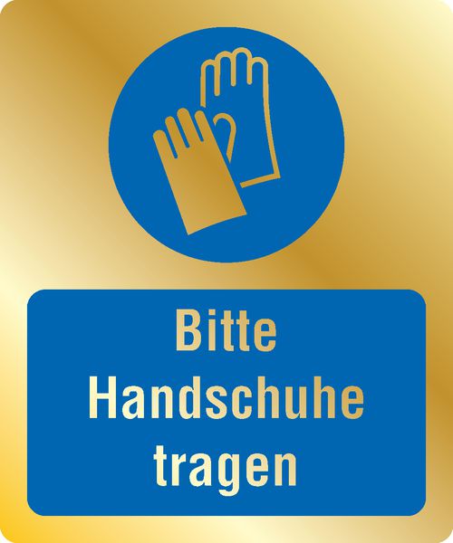 Bitte Handschuhe tragen - Hinweis-Schilder, Metall-Optik