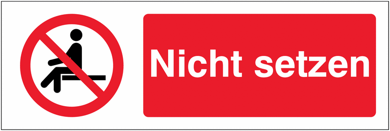 Kombi-Verbotszeichen-Schilder "Sitzen verboten" nach EN ISO 7010