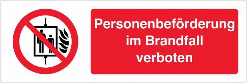 Kombi-Verbotszeichen-Schilder "Aufzug im Brandfall nicht benutzen" nach EN ISO 7010
