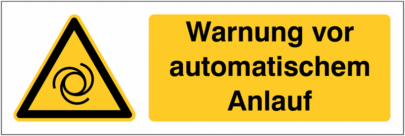 Warnung vor automatischem Anlauf - ToughWash Sicherheits-Kombischilder, EN ISO 7010