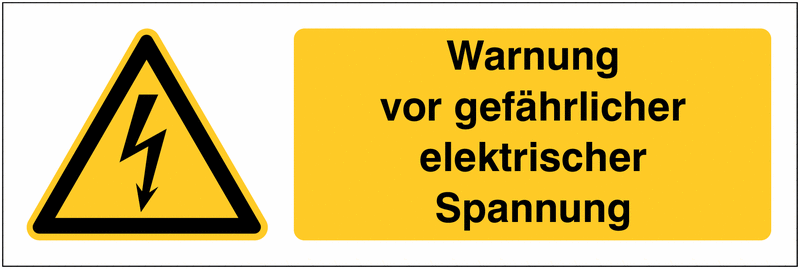 Kombi-Warnzeichen-Schilder "Warnung vor elektrischer Spannung", EN ISO 7010