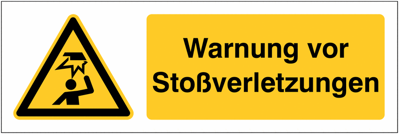 Kombi-Warnzeichen-Schilder "Warnung vor Stossverletzungen", EN ISO 7010