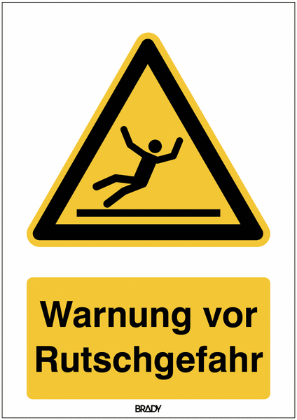Kombi-Warnzeichen-Schilder "Warnung vor Rutschgefahr", EN ISO 7010