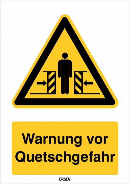 Kombi-Warnzeichen-Schilder "Warnung vor Quetschgefahr", EN ISO 7010