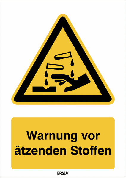 Warnung vor ätzenden Stoffen - ToughWash Sicherheits-Kombischilder, EN ISO 7010
