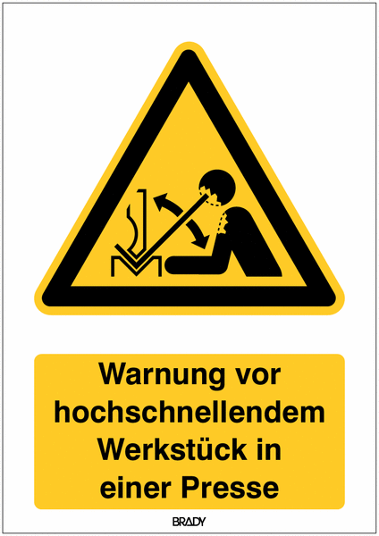 Warnung vor hochschnellendem Werkstück in einer Presse - ToughWash Sicherheits-Kombischilder, EN ISO 7010