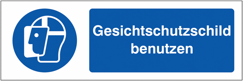 Kombi-Gebotszeichen-Schilder "Gesichtsschutz benutzen", EN ISO 7010
