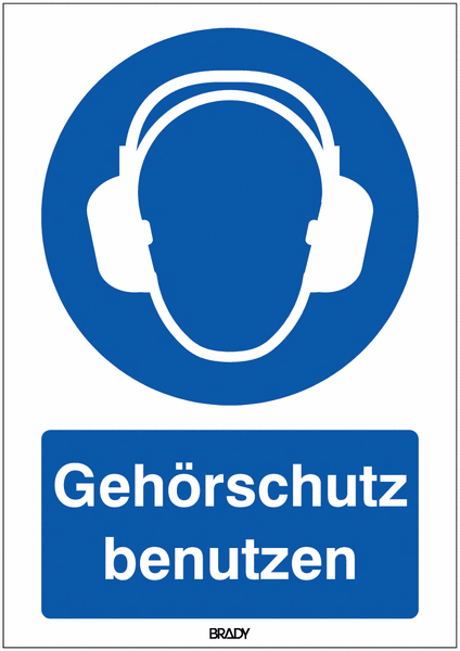 Kombi-Gebotszeichen-Schilder "Gehörschutz benutzen" nach EN ISO 7010