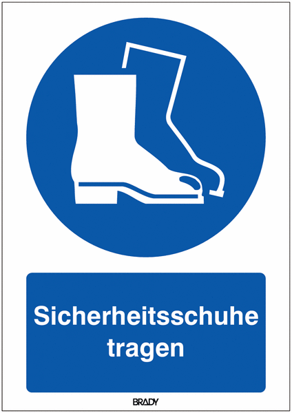 Kombi-Gebotszeichen-Schilder "Fußschutz benutzen" nach EN ISO 7010