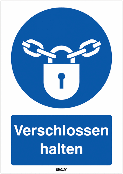 Verschlossen halten - ToughWash Sicherheits-Kombischilder, EN ISO 7010