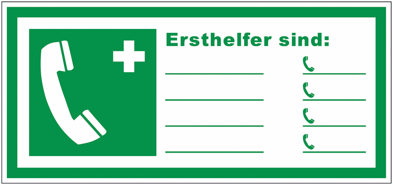 Erste-Hilfe-Aushänge "Ersthelfer" mit Notruftelefon-Symbol