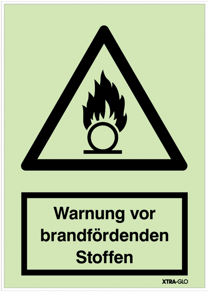 Warnung vor brandfördenden Stoffen - XTRA-GLO Sicherheits-Kombischilder, langnachleuchtend, EN ISO 7010