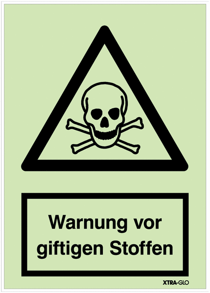 Warnung vor giftigen Stoffen - XTRA-GLO Sicherheits-Kombischilder, langnachleuchtend, EN ISO 7010