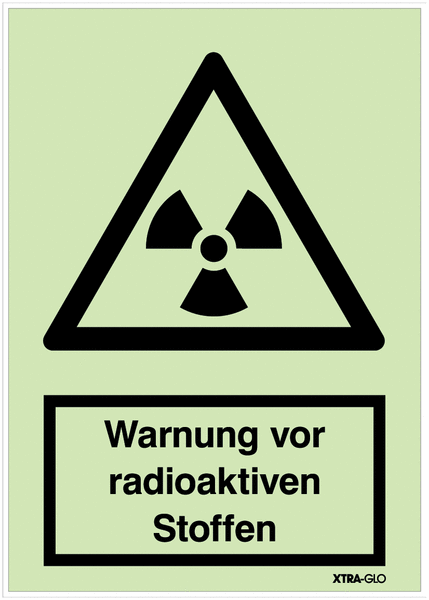 Warnung vor radioaktiven Stoffen - XTRA-GLO Sicherheits-Kombischilder, langnachleuchtend, EN ISO 7010