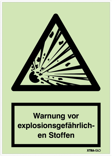 Warnung vor explosionsgefährlichen Stoffen - XTRA-GLO Sicherheits-Kombischilder, langnachleuchtend, EN ISO 7010