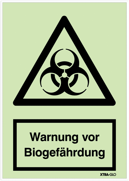 Warnung vor Biogefährdung - XTRA-GLO Sicherheits-Kombischilder, langnachleuchtend, EN ISO 7010