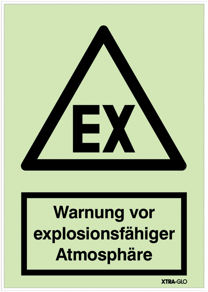 Warnung vor explosionsfähiger Atmosphäre - XTRA-GLO Sicherheits-Kombischilder, langnachleuchtend