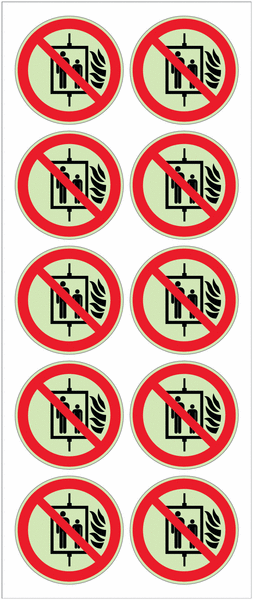 Verbotszeichen "Aufzug im Brandfall nicht benutzen" nach EN ISO 7010