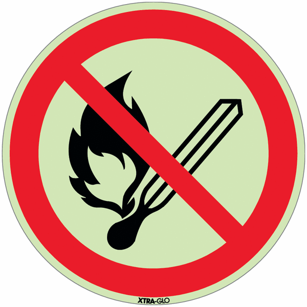 Verbotszeichen "Keine offene Flamme, Feuer, offene Zündquelle und Rauchen verboten" nach EN ISO 7010