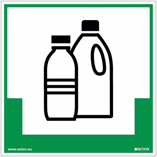 Plastikflaschen-Umwelt-Schilder