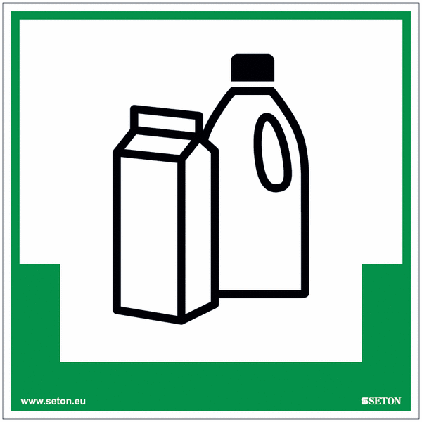 Getränkekarton & Plastikflaschen-Umwelt-Schilder