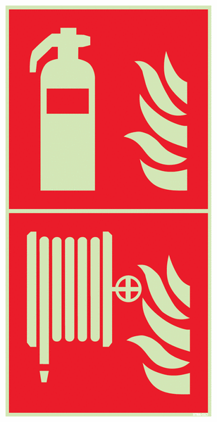 Feuerlöscher + Löschschlauch - Kombi-Brandschutzschilder, EN ISO 7010