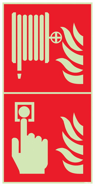Löschschlauch + Brandmelder- Kombi-Brandschutzschilder, EN ISO 7010