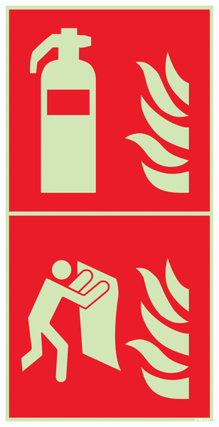 Feuerlöscher + Löschdecke - Kombi-Brandschutzschilder, EN ISO 7010