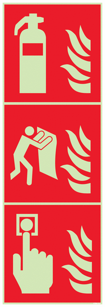 Feuerlöscher + Löschdecke + Brandmelder- Kombi-Brandschutzschilder, EN ISO 7010
