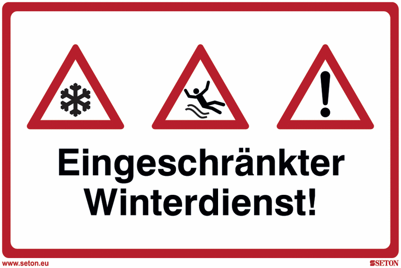 Eingeschränkter Winterdienst + Symbol - Hinweisschilder für Wald und Freizeitanlagen