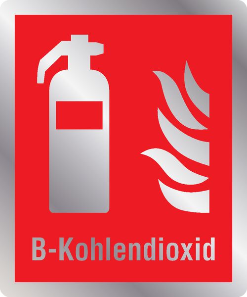 Feuerlöscher B-Kohlendioxid - Brandschutzschilder mit Symbol und Text, EN ISO 7010