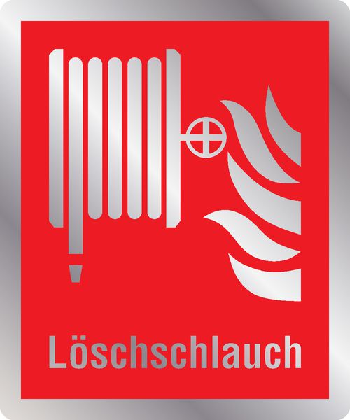 Löschschlauch - Brandschutzschilder mit Symbol und Text, EN ISO 7010