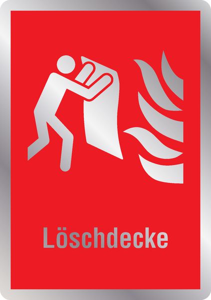 Löschdecke - Brandschutzschilder mit Symbol und Text, EN ISO 7010