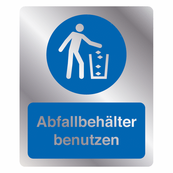 Kombi-Gebotszeichen-Schilder "Abfallbehälter benutzen", EN ISO 7010