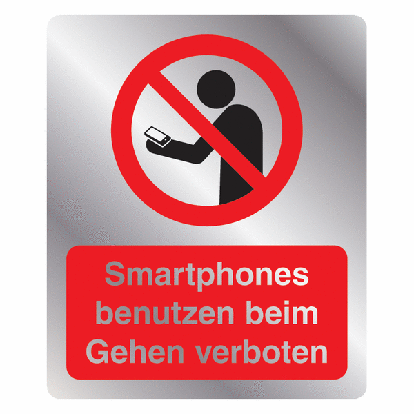 Kombi-Verbotszeichen-Schilder "Smartphones benutzen beim Gehen verboten", praxiserprobt