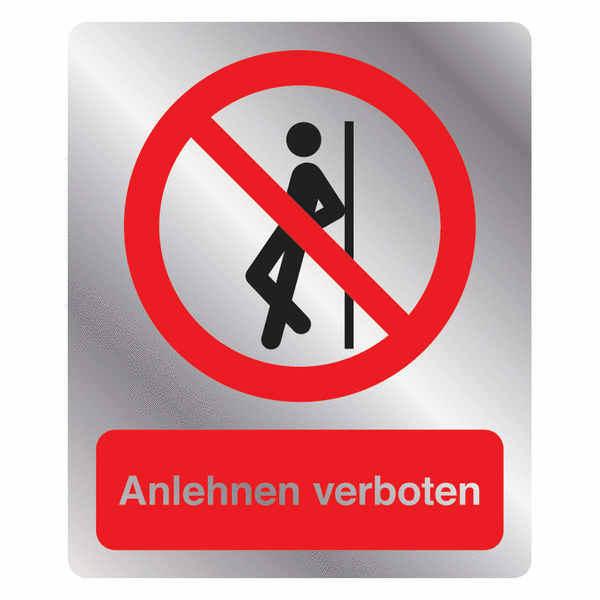 Kombi-Verbotszeichen-Schilder "Anlehnen verboten" nach EN ISO 7010