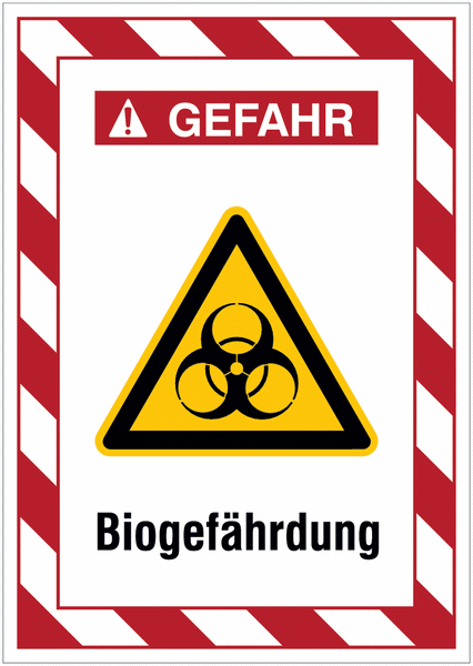 Kombi-Gefahrenschilder mit Signalrahmen "Warnung vor Biogefährdung" nach EN ISO 7010