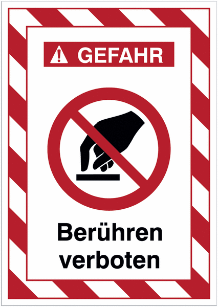 Kombi-Gefahrenschilder mit Signalrahmen "Berühren verboten" nach EN ISO 7010