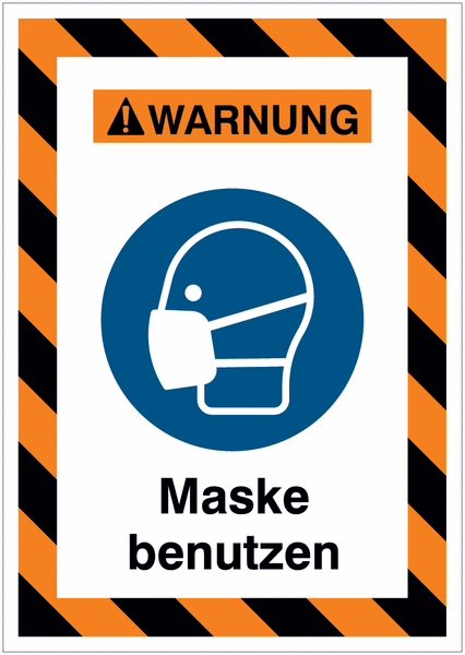 Kombi-Gefahrenschilder mit Signalrahmen "Maske benutzen" nach EN ISO 7010
